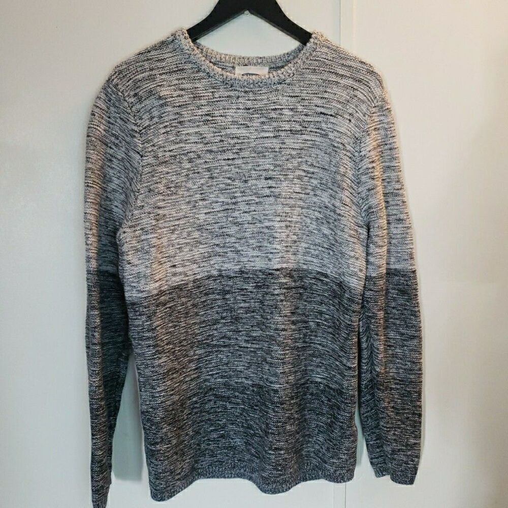 Old Navy Mens L Heavy Weight Ribbed Knit Sweater Gray Cotton Fisherman Nautical